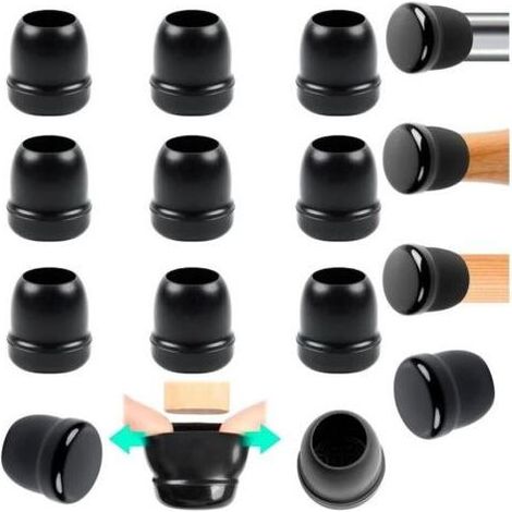 Embouts de pieds de chaise, 16 petits protège-pieds de chaise en silicone noir, patins de chaise de 20 à 28 mm pour moquette, patins combinant téflon et élastomère thermoplastique (1/4)