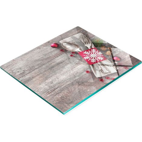 Vassoio decorativo in vetro per snack, con scritta "Buon Natale" 60x52 cm (1/5)