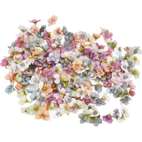 200pcs Petite Tête de Fleur en Tissu Mariage 2.5cm/1.0in Tête de Fleur de Simulation Bricolage pour Anniversaire Mariage