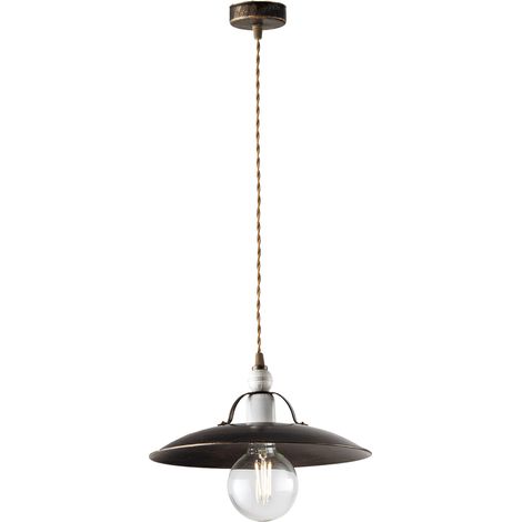 Lampadario in ferro Marrone Oro industrial Bianco una luce 30x h14 cm (1/3)