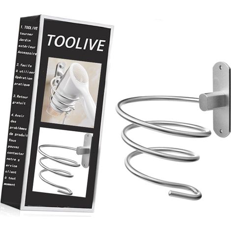 Exclusive hairdryer holder made of stainless steel Bathroom Hairdryer Hair Dryer Holder Toilet (Stainless Steel (Brushed)) (1/3)