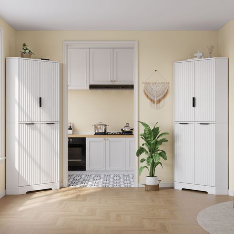 Buffet 60 x 60 x 172 cm bahut 4 portes structure d'angle rangement intérieur étagères réglables (1/5)