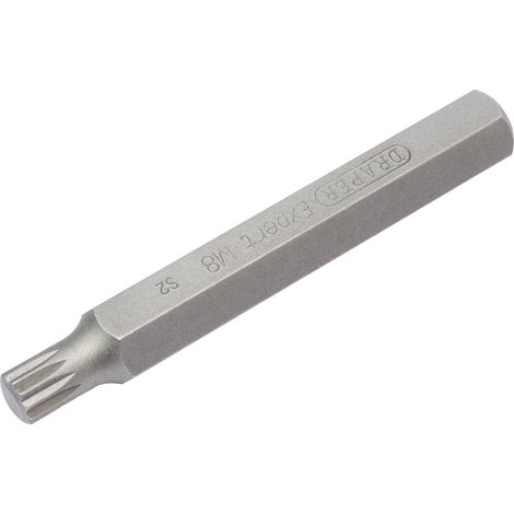 Draper Expert M8 x 75mm Spline and 10mm Hex Insert Bit (Model 33346) for Mechanic's Bit Sets (1/5)