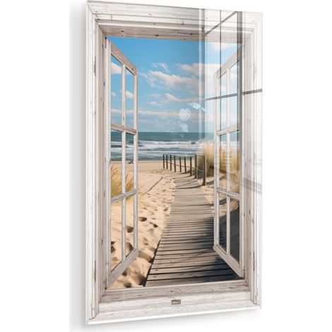 QUADRO IN PLEXIGLASS Finestra - Mare - Costa - Natura - Vista - Spiaggia - Mare di Wadden 40x60 cm (1/5)