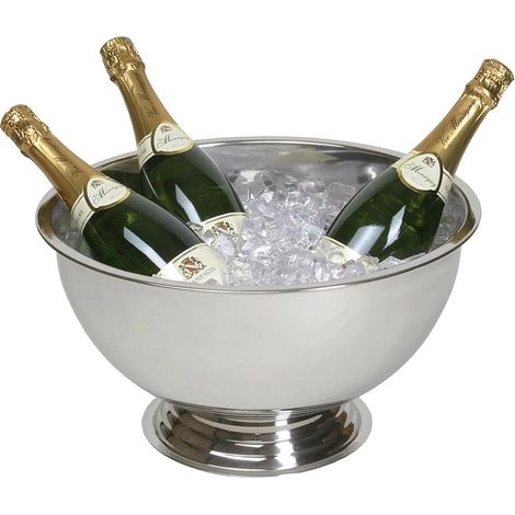 Seau à Champagne et Sektkühler en Acier Inoxydable - Bol Champagner Élégant, Diamètre 39 cm Hauteur 29 cm, Léger 1,2 kg, Idéal pour Fêtes et Événements Luxueux