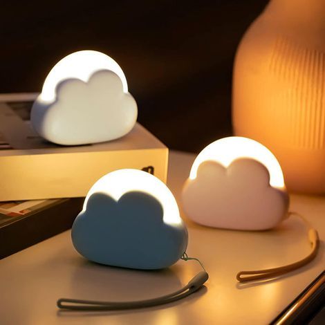 1 Pièces Veilleuse Enfant LED Nuage, Veilleuse Bebe Veilleuse Adulte Rechargeable avec 4 Intensité, Aide au Sommeil pour Bébés et Enfants Idee Cadeau Femme Naissance Fille Maman - Blanc (1/5)