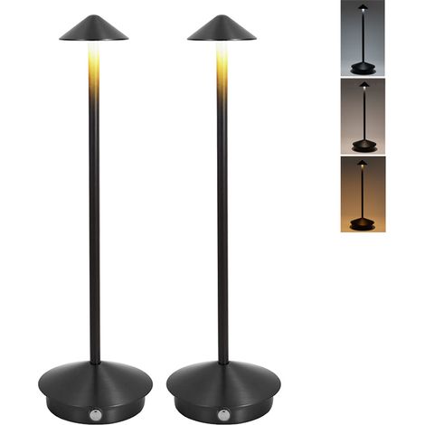 Lot de 2 lampes de table LED sans fil, lampe de bureau rechargeable à intensité variable, lampe de chevet tactile, 3 températures de couleur (1/5)