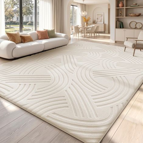 Tapis de salon - 160 x 230 cm - Grand tapis moderne - Crème (1/5)