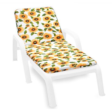 Cuscino Sdraio Morbido Girasoli Copri Seduta Lettino Prendisole Pieghevole 100% Made In Italy - Bianco