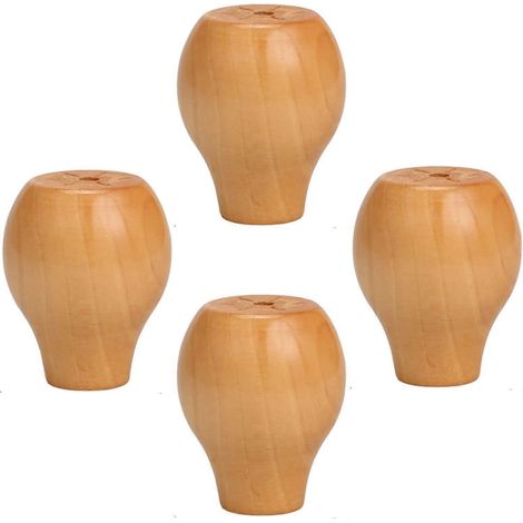 Massivholz-Möbelbeine, runde, kugelförmige Ersatzfüße für Sofa, Bett, Sessel, Schrank, Couchtisch, TV-Möbel – 6 cm (2,4 Zoll) – Holz