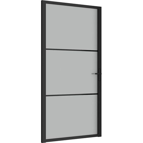 vidaXL Puerta interior de vidrio y aluminio negro mate 102,5x201,5 cm (1/2)