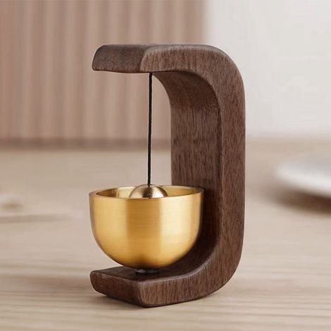 Clochette Magnetique - Bois Noyer - Son Clair - Pour Porte Métallique Réfrigérateur Bureau Jardin - 7 x 4,5 x 3,5 cm - 1 Pièce (1/5)