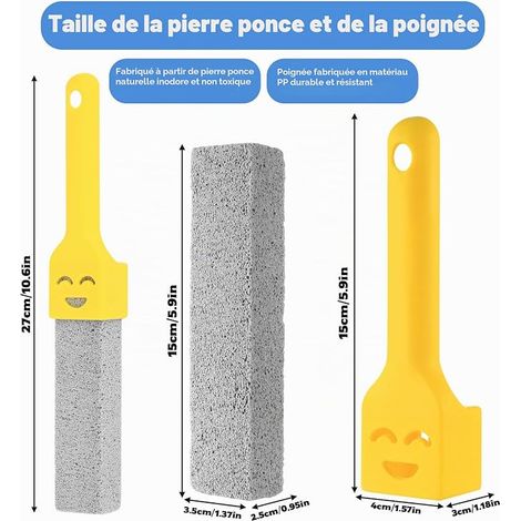 Pierre Ponce WC, Blocs Brosse de Nettoyage en Pierre Ponce, Pierres de Nettoyage Remplaçable pour Anti-calcaire Nettoyante Toilette WC Salle de Bain Cuisine et Soins des Pieds + Manches (1/4)