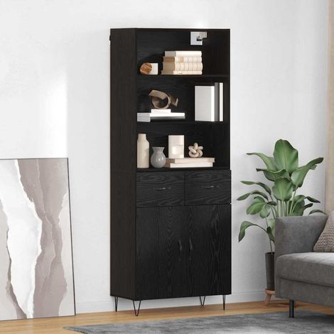 Highboard 2 pcs Schwarz Eichen-Optik Holzwerkstoff