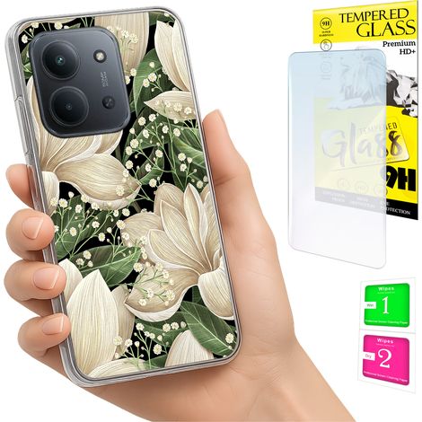 Funda para Xiaomi Redmi 15C 5G 173mm / Poco C85 con diseño floral y cristal 9H. (1/5)