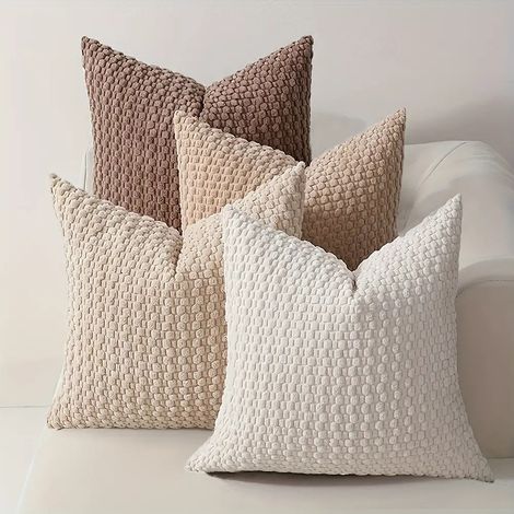 Popular Bubble Corduroy Throw Pillow/Backrest Cover for Living Room and Sofas (Core Not Included) -- Available in Brown, Light Brown, Beige, and White -- 4545cm