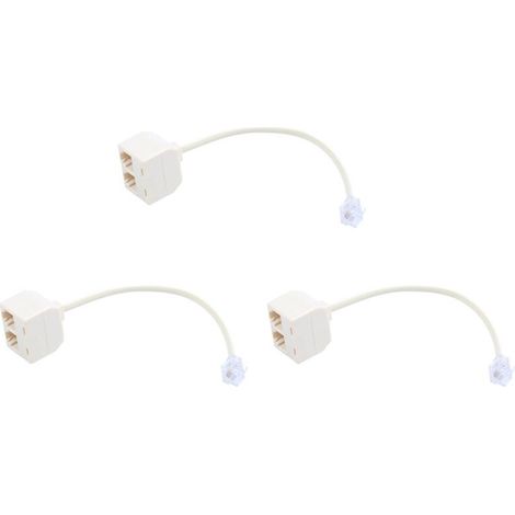 3X RJ11 6P4C Fiche 2x Port Jack M/F Splitter Adaptateur de Telephone Cable Beige