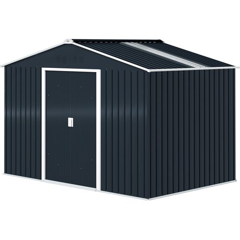 Casetta da giardino da esterno 277 x 195 x 192 cm doppia porta scorrevole ventilazione ottimale moderna in acciaio grigio scuro 210004035