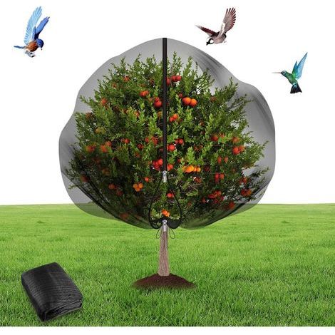 Filet de Protection Jardin 1 pièce Filets pour Jardin avec Cordon de Serrage et Fermeture éclair Maille Fine pour la Protection Arbre fruitier (1,8m×1,9m, Noir) (1/5)