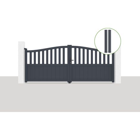 Puerta abatible 3,4x1,4m MEIJE + 2 postes EIFEL Al.166cm Gris (1/5)