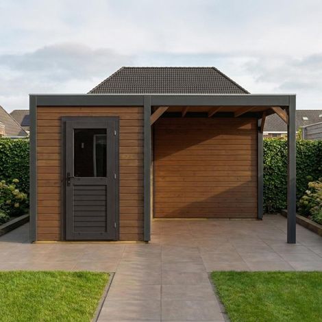 Abri de jardin en bois Luma 5.06x2.59m - 13.11m2 - Ep. 28mm - Traité (1/4)