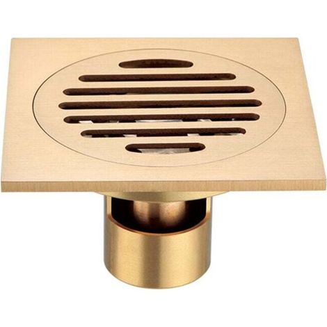 Quadratischer Duschablauf aus Messing und Edelstahl, geruchsabweisend, für Badezimmer, großer Durchmesser.