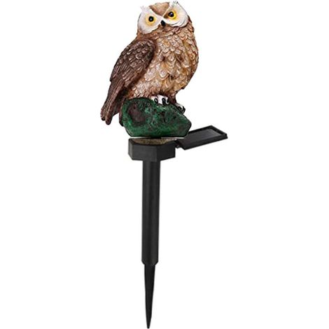 Lampes solaires hibou de jardin avec poteau pour la décoration de jardin, pelouse, allée et cour, marron-AquaForge
