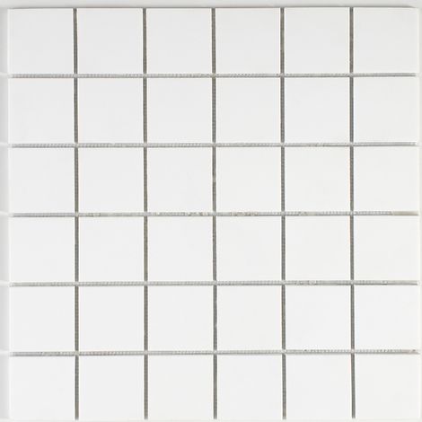 Mosaïque pour sol en solid surface 30 x 30 cm – Antidérapant – Étanchéité pré-montée – Coupe facile – Carreau 5 x 5 cm blanc pur (1/3)