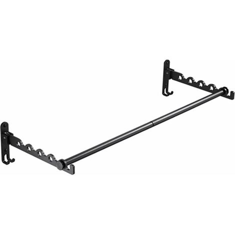 Ulisem Wandmontierter Kleiderständer, Faltbare Kleiderstangen, Wandmontierter Klappbügel, Wandmontierter Kleiderständer Aus Metall, Wäscheständer Für Schlafzimmer Und Badezimmer, 80 cm Lang, Schwarz (1/5)