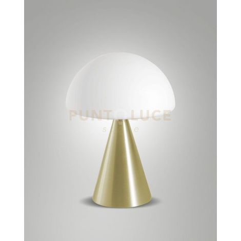 Lampada da Tavolo Blip Ottone Satinato 1 Luce Metallo e Vetro Collezione BLIP