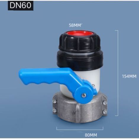 Vanne papillon DN60 avec écrou flottant en aluminium pour réservoirs IBC de 1 000 L. (1/3)
