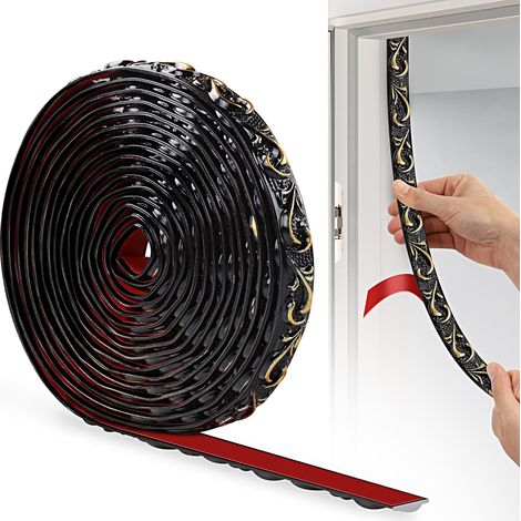 Bande Décorative en PVC, 600cm×2 cm, Bordure de Papier Peint 3D, Frise Murale Adhesive, Convient our les Linteaux, les Plinthes, les Armoires, les Revêtements Muraux(Or Noir) (1/5)