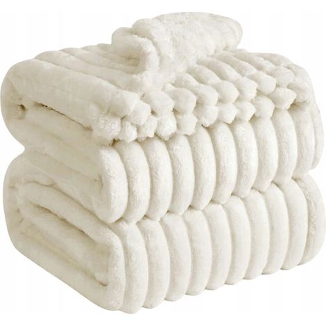 Coperta soffice Aura - ecru 200x220 cm Morbida, calda e accogliente (1/3)