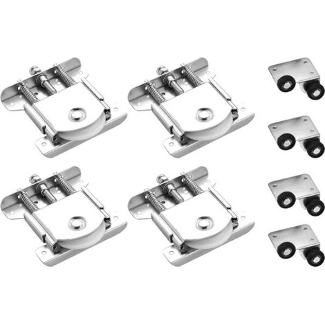 4 Pièces Roulette Porte Coulissante Placard, Kit Porte Coulissante Pour Armoires Placard, Porte Placard Coulissante Galvanisé Anticorrosion Pour Portes Coulissantes, Armoires, Vitrines (1/4)