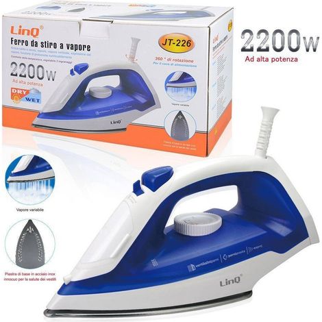 Linq - Ferro Da Stiro A Vapore 2200w Anticalcare Resistente Piastra In Acciaio Jt-226 -