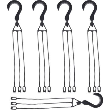 5-Pack Plastic Flower Pot Chains, 360° Rotatable Hanging Basket Hooks, Flower Pot Holder (Black) (1/4)