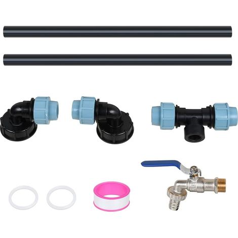 3/4" IBC Robinet Cuve + IBC Vidange Réservoir Adaptateur S60x6 DN50 + 3/4" Tuyau Raccord set, pour Accessoires de Réservoir de Robinet, Laiton de Qualité Supérieure (1/5)