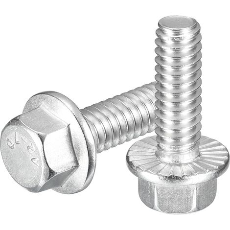 15Pcs 1/4-20 x 3/4" Boulons À Tête Hexagonale À Embase, Vis Hexagonales À Embase En Acier Inoxydable 304, Vis À Embase Hexagonale Grade 5.8 Pour L'Industrie Mécanique, Argent (1/5)
