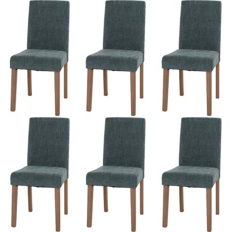 Lot de 6 chaises de salle à manger Littau, chaise de cuisine à dossier haut, tissu/textile chenille bois vert, pieds c (1/5)