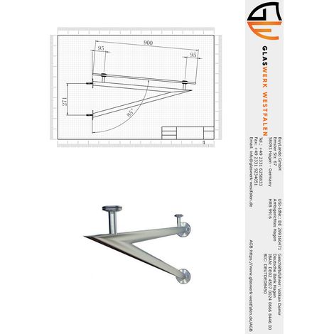 Glaswerk Westfalen - SET supporto a V per pensilina in vetro - acciaio inoxRAL 7016