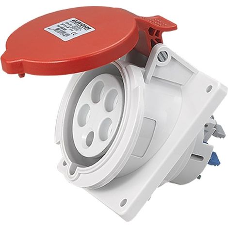 Socle de prise industrielle à encastrer à 20° IP44 - 3P+N+T - 32A - 400V AC - Eur'Ohm
