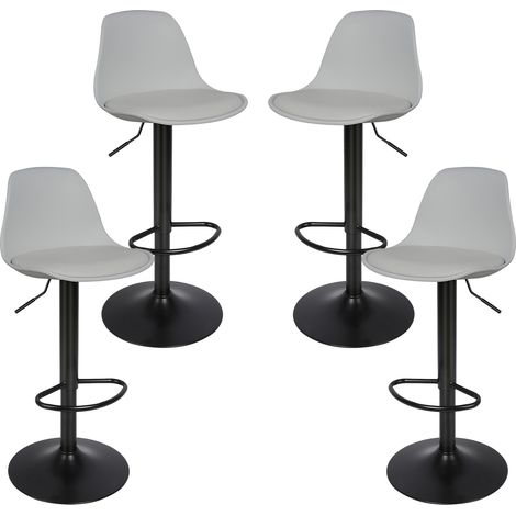 Haloyo Set di 4 sgabelli da bar in ecopelle regolabili in altezza, grigio chiaro (1/5)