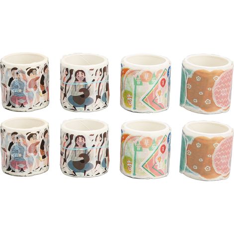 8 rouleaux de ruban adhésif japonais de 35 mm de large, formes irrégulières variées, ruban décoratif pour journal intime à faire soi-même (1/5)