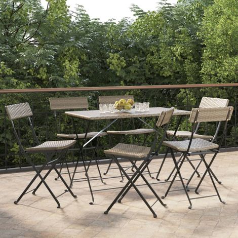 Chaises de bistro Chaises à manger pliantes 6 pcs Gris Résine tressée et acier BGT74785 (1/5)