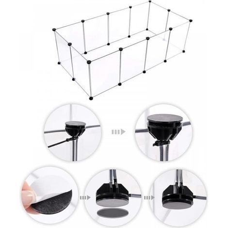 1 Enclos pour petits animaux, Cage modulable avec fond, Treillis métallique sécurisé, Pour cobaye lapin hamster, Intérieur extérieur