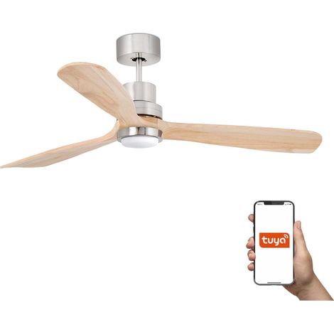 Faro Lantau Grand plafonnier 3 lames en nickel satiné, pin avec éclairage 3 000 K, système intelligent Tuya (1/4)
