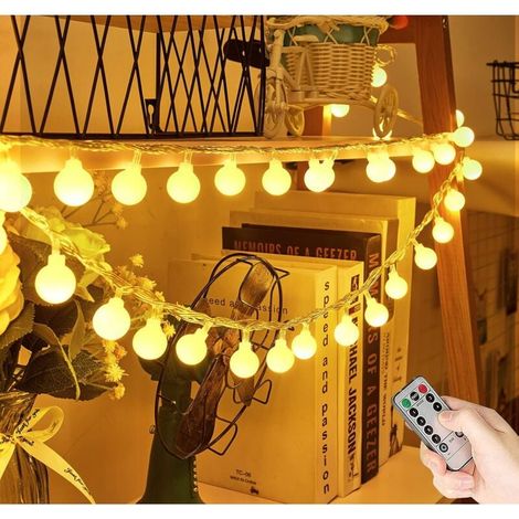 Luci a stringa impermeabili a batteria, luci a stringa a batteria da 5 m/50 LED, decorazione natalizia (bianco caldo) (1/4)