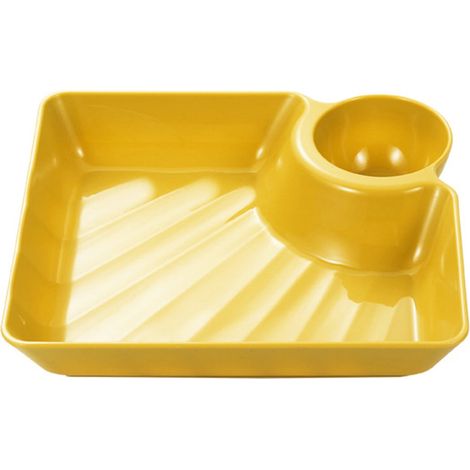 Assiette À Raviolis - Bac À Sauce Intégré - Plastique Alimentaire - 18 x 16,5 x 3,5 cm - Usage Cuisine Maison Et Restauration - 1 Pièce (1/5)