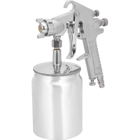 Pistolet à peinture 1000 ml, buse en acier inoxydable argenté, fournitures industrielles pneumatiques, raccord britannique 1/4". (1/5)