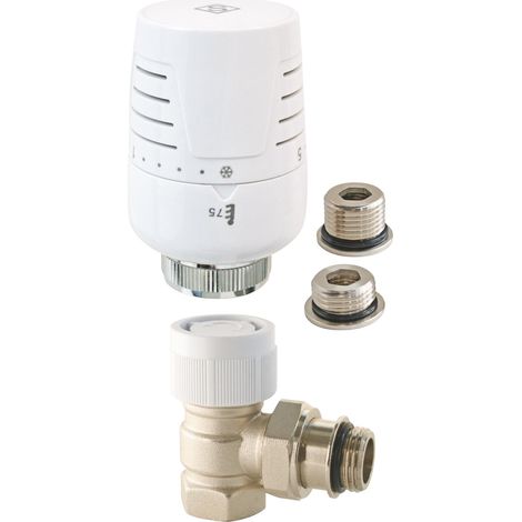 Robinet thermostatique T302 équerre Universel 3/8" ou 1/2", Compatible M30x1,5, contrôle précis de la température, Installation Facile, étanchéité Parfaite, Durable (1/4)